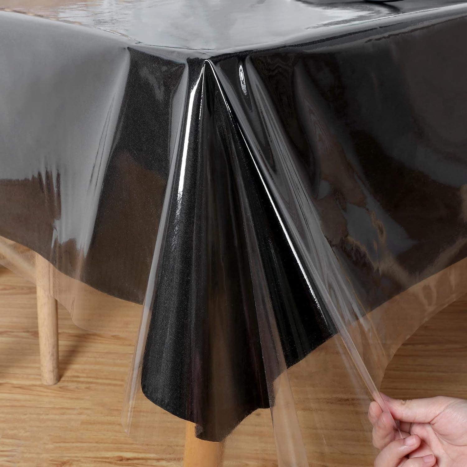 Clear Plastic Tablecloth 54 X 54 Inch, 100% Waterproof Oil-Proof Spill-Proof Vinyl PVC Table Cloth, Wipeable Rectangle Tablecloth Protector for Dining Table, Outdoor and Indoor Uses, Clear
