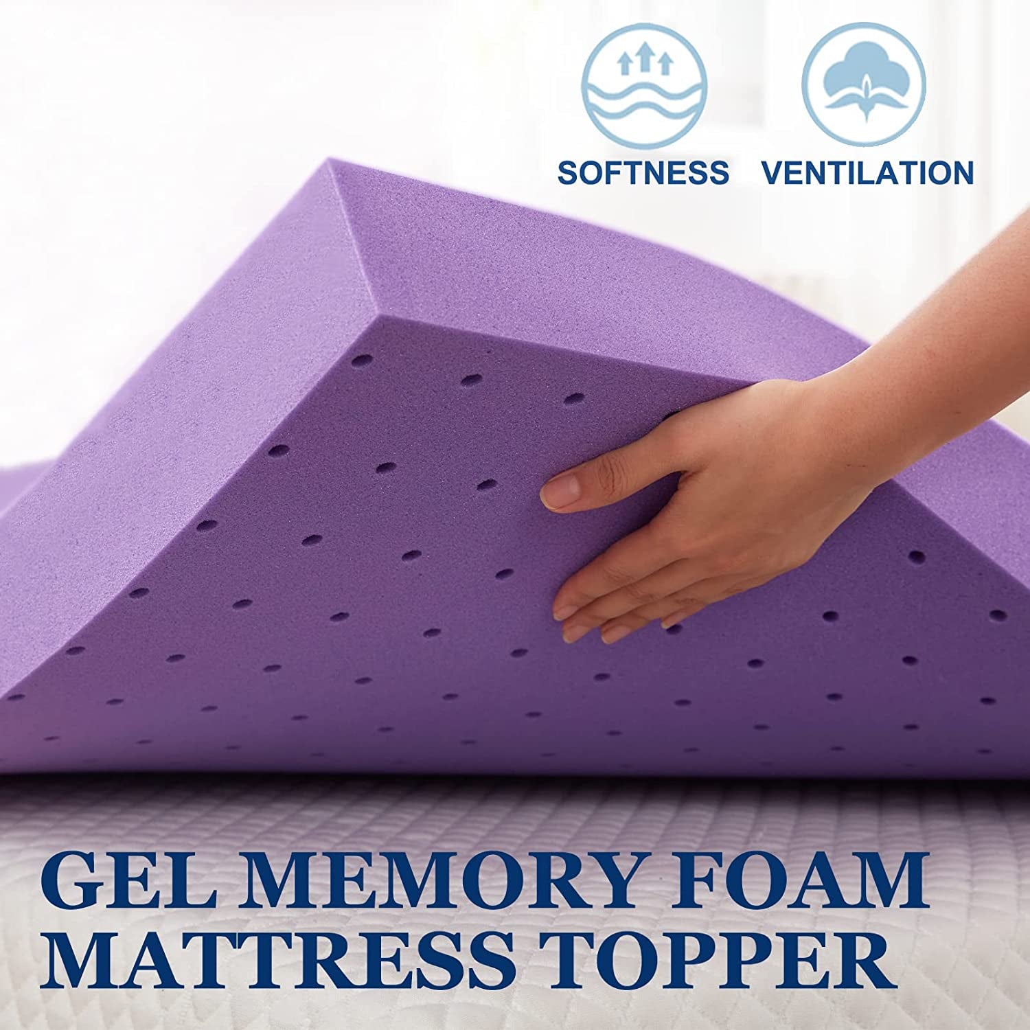 Mattress Topper Twin XL, 2 Inch Gel Memory Foam Mattress Topper College Dorm Ventilated Soft Mattress Pad, Bed Topper, Certipur-Us Certified
