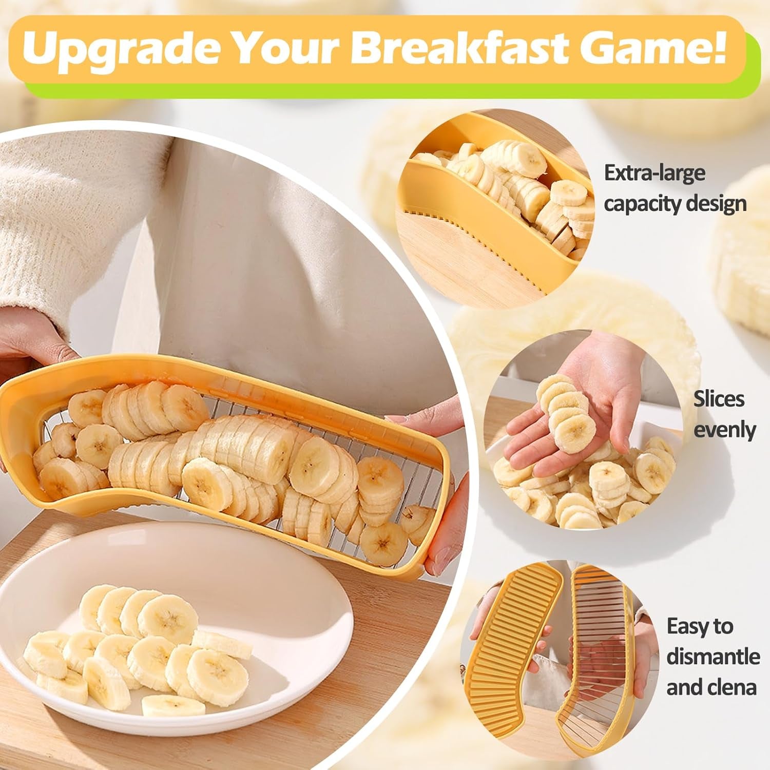 Extra Large Banana Slicer, Spam Slicer, Egg Cutter for Hard Boiled Eggs, Cheese Butter Cutter for Hot Dog Slicing, Multipurpose Strawberry Slicing Kitchen Gadgets for Fruits and Vegetables
