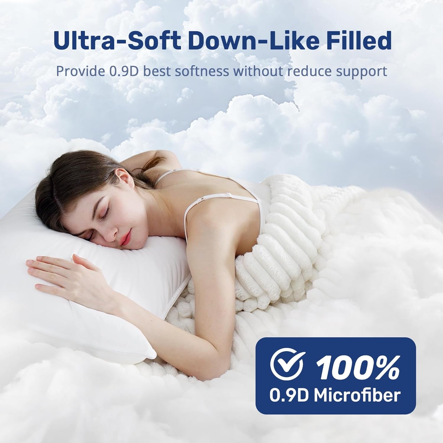 Ultra Soft Pillows Standard Size Set of 2 - Hotel Collection Luxury 100% Cotton Cover down Alternative Bed Pillow, Fluffy Pillows for Back, Stomach or Side Sleepers