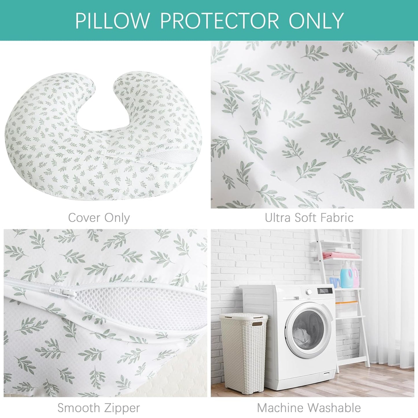 Nursing Pillow Cover 2 Pack Fit for Boppy Pillow, Breathable & Skin-Friendly Nursing Slipcovers for Breastfeeding Mom, Comfortable & Machine Washable Nursing Covers