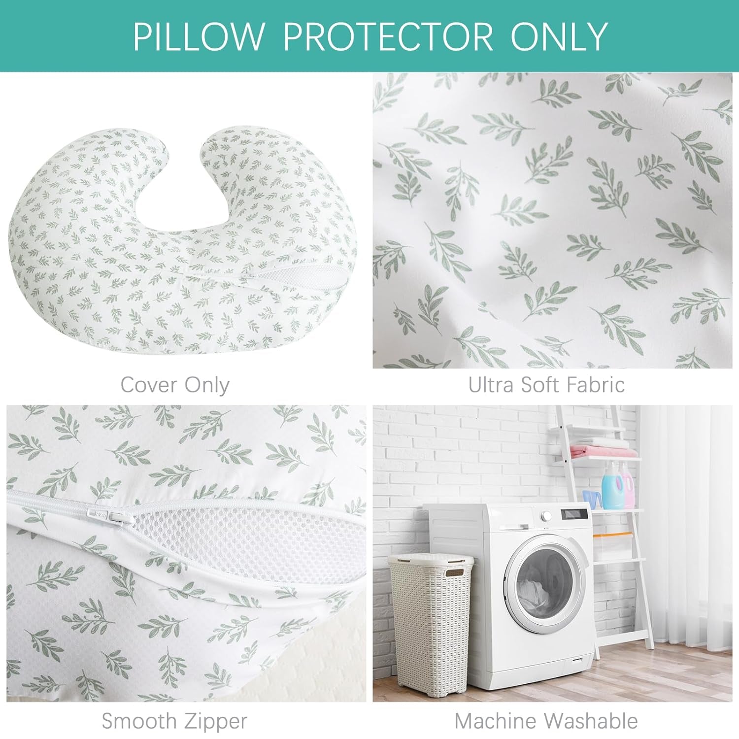 Nursing Pillow Cover 2 Pack Fit for Boppy Pillow, Breathable & Skin-Friendly Nursing Slipcovers for Breastfeeding Mom, Comfortable & Machine Washable Nursing Covers