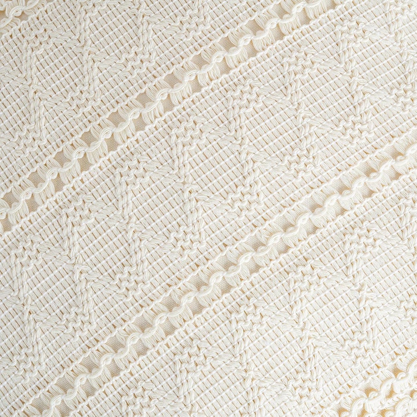 Set of 1 Boho Cream Lumbar Decorative Throw Pillow Cover 12X20 Inch for Couch Bed Sofa Chair, Modern Organic Farmhouse Home Decor, Soft Cotton Cute Accent Rectangle Cushion Case