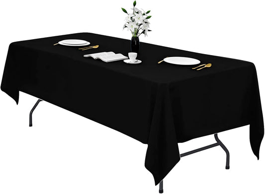 Black Table Cloth for Rectangle Table - 60 X 84 Inch Tablecloths Rectangular Waterproof Washable Wrinkle Resistant for 6 FT Wedding Cocktail Party