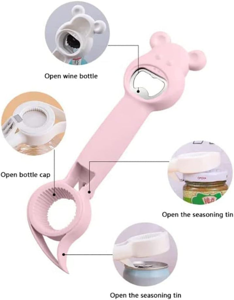 New 4 in 1 Multi Function Can Opener Bottle,Multi Kitchen Tool for Jelly Jars,Wine, Beer and Other,Bottle Opener to Protect the Nail Use for Children,Elderly and Arthritis Sufferers (2Pcs)
