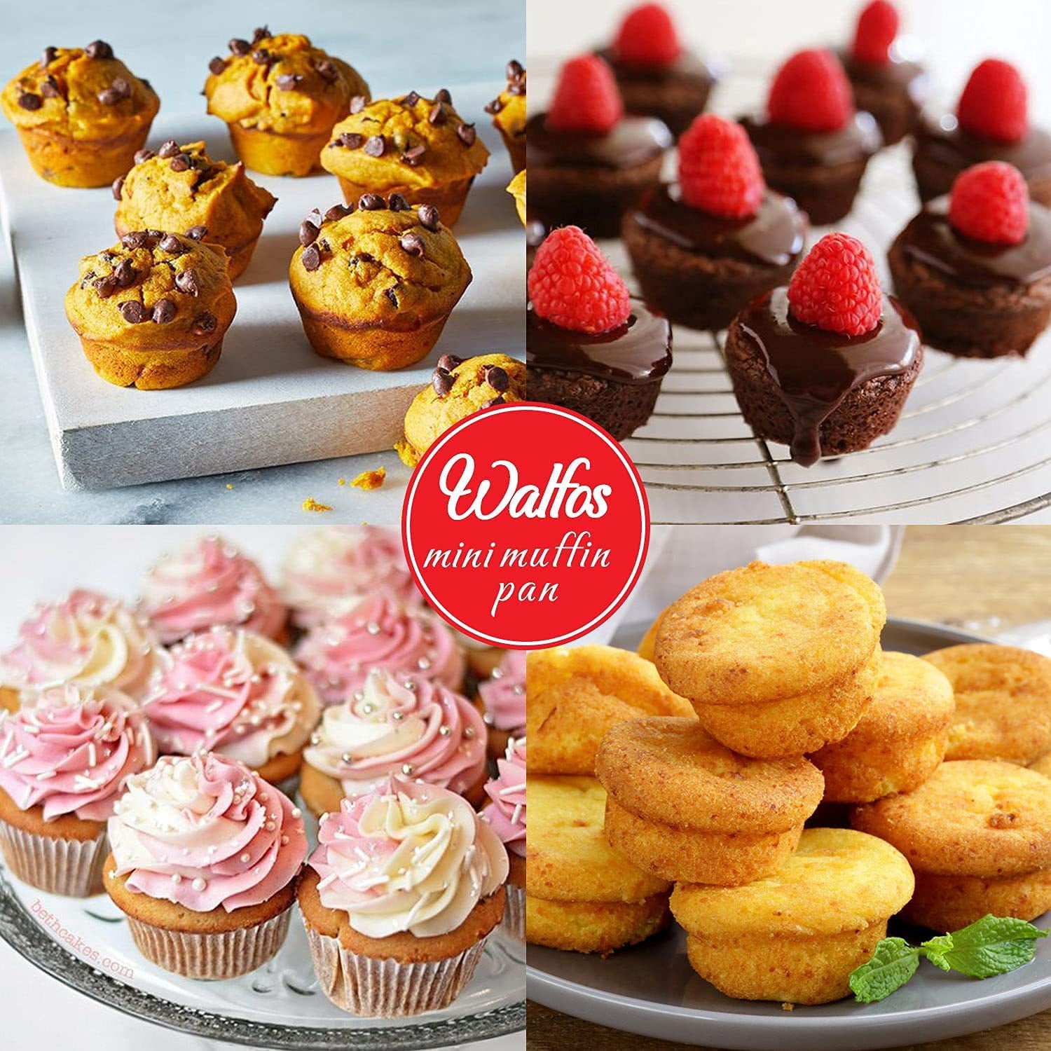 Mini Silicone Muffin Pan - 24 Cups, BPA Free and Dishwasher Safe, Non-Stick Silicone Cupcake Baking Pan, Great for Making Muffin Cakes, Tart, Bread