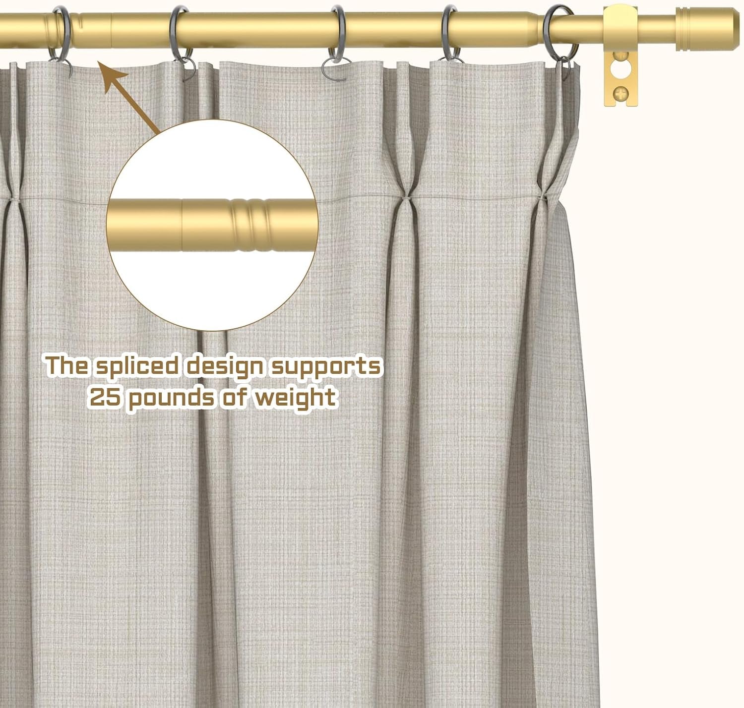 Curtain Rods for Windows 28 to 48-60 Inches, 5/8 Inch Gold Adjustable Small Curtain Rod Set with Brackets for Bedroom Living Room