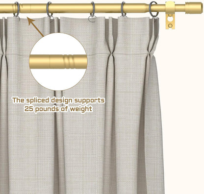 Curtain Rods for Windows 28 to 48-60 Inches, 5/8 Inch Gold Adjustable Small Curtain Rod Set with Brackets for Bedroom Living Room