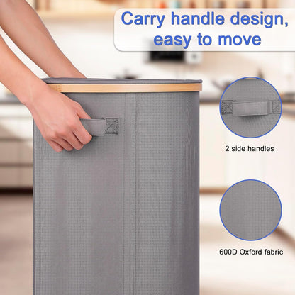 Recycling Bin for Kitchen 100L, 26 Gallon Recycle Bins for Indoor Outdoor Home Use with 2 Removeable and Reusable Inner Bags, Tall Recycle Bin for Bottle Can Plastice Stickers (Grey)