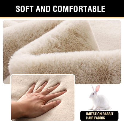 Area Rug Super Soft Faux Fur Rugs 2X3 Feet Modern Unisex Beige Tufted Solid High Pile Machine Made Faux Fur Area Rug for Nursery Room, Living Room, Home Office