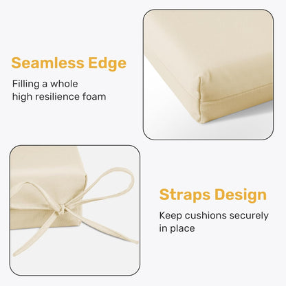 Outdoor Chair Cushions Pack of 4, Water Resistant Patio Cushions with Ties, High Density Sponge Filling Square Corner Seat Cushions for Outdoor Furniture, 18.5"*16"*3", Beige