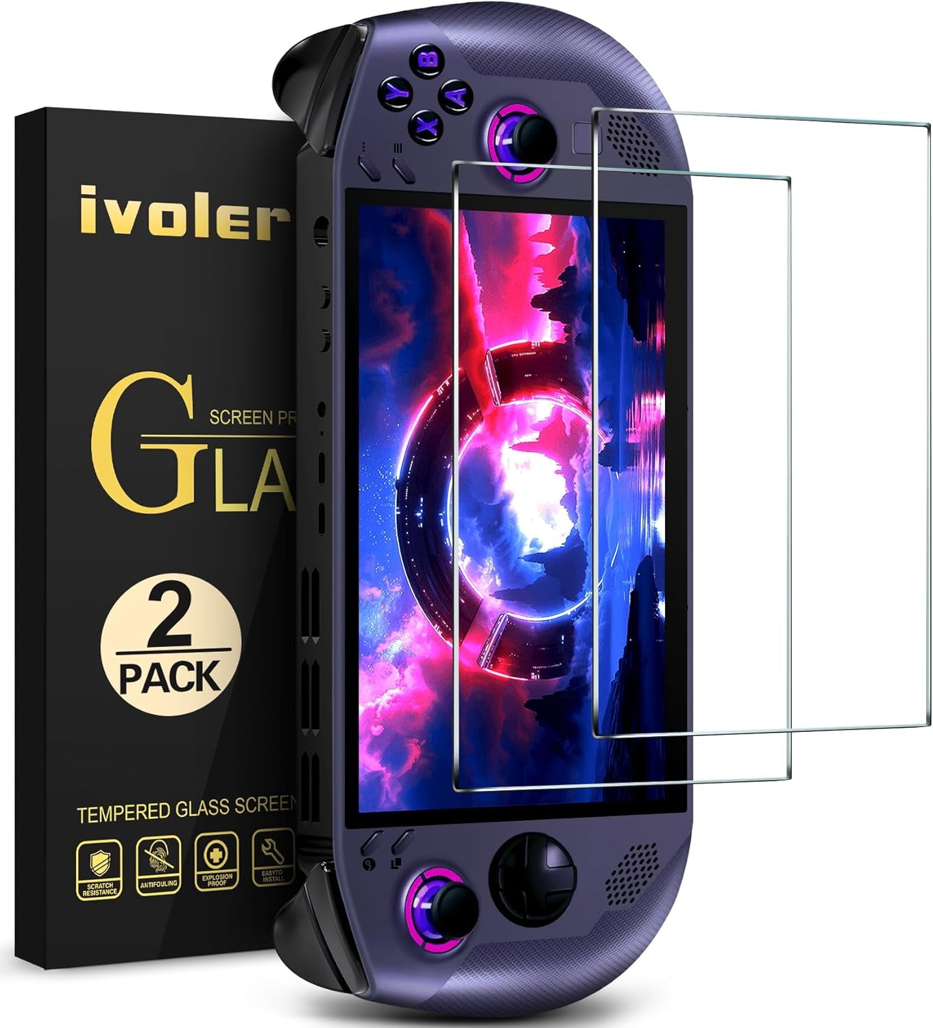 2 Pack Screen Protector for Lenovo Legion Go S Handheld 2025, Tempered Glass, 8 Inch Full Coverage, Transparent Ultra HD, Anti-Scratch, Anti-Fingerprint