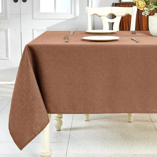 Textured Linen Table Cloth for Rectangle Tables - Coffee Tablecloths Rectangular Waterproof Wrinkle Free Wipeable Dining Table Cover for Spring Wedding Birthday Kitchen Decor, 52 X 70 Inch