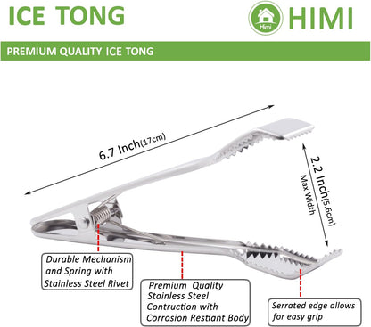 Ice Tongs for Ice Bucket 6-3/4 Inch - Set of 2 - Premium 18/8 Stainless Steel Ice Tongs with Teeth for Ice Sugar Cubes Tea Party Coffee Bar Food Serving