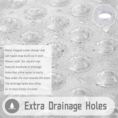 Shower Stall Mat Non Slip, 21X21 Inch, Soft Square Bath Mat for Shower with Suction Cups and Drain Holes, Stall Floor Mats for Bathroom, Machine Washable, Bathroom Accessories, Clear