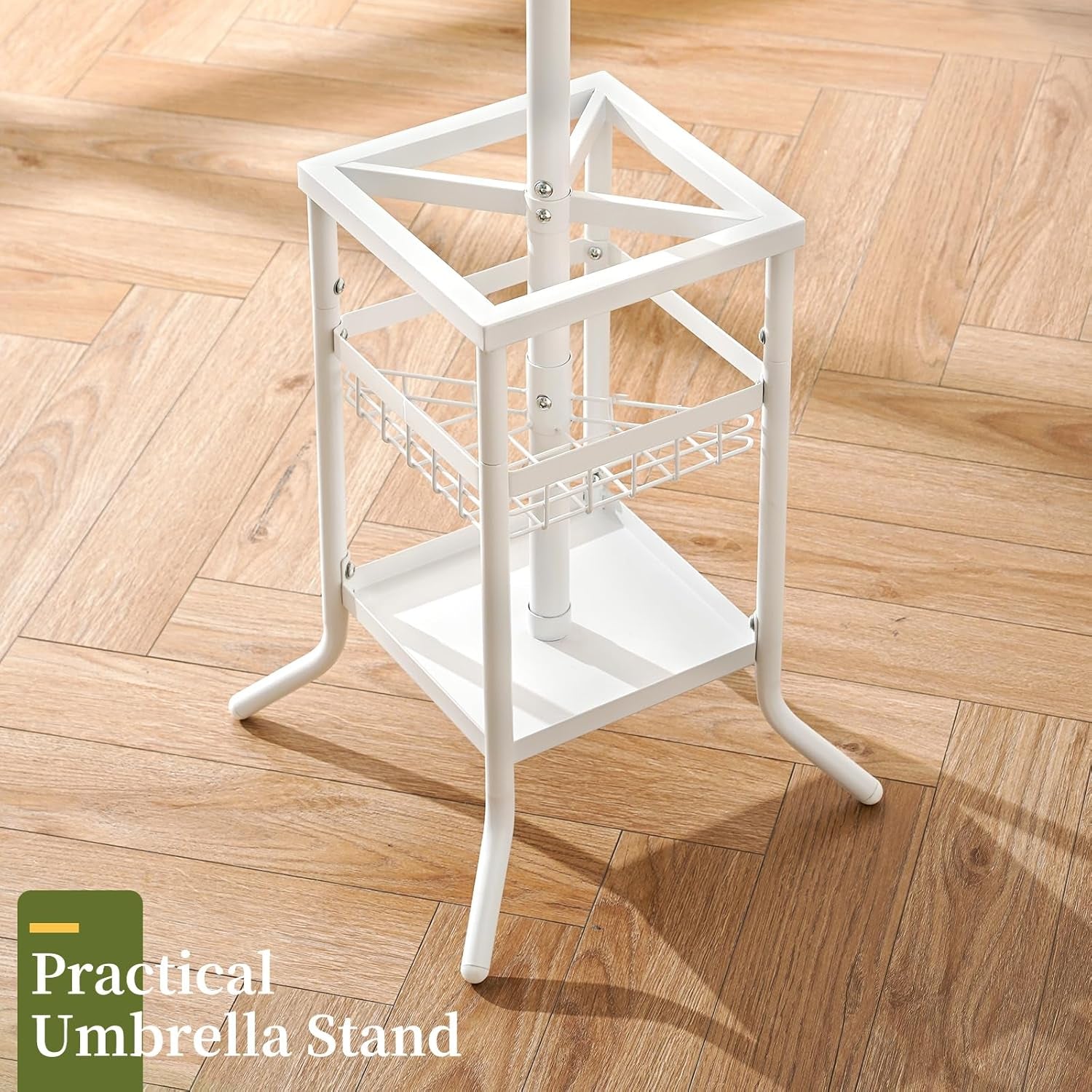 Coat Rack Freestanding, Coat Tree with Umbrella Holder, Metal Coat Rack Stand with 12 Hooks, Modern Coat Hanger Stand for Entryway, Purse Rack Hat Rack Stand for Living Room Bedroom Office