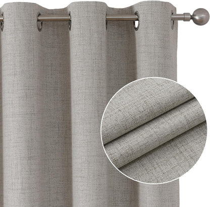63-Inch Blackout Curtains Set of 2 Panels, Room Darkening Grommet Drapes, Textured Thermal Greyish White Curtains for Living Room and Bedroom (42x63 Inch)