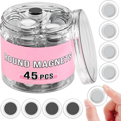 45-Piece Round Whiteboard Magnets Set, Decorative Fridge Magnets for Dry Erase Boards, Small Teacher Supplies for School, Home, and Office (Clear, 3 cm/1.18 in)