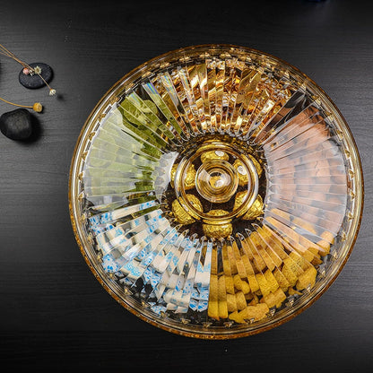 Creative Acrylic Multifunctional Party Snack Tray with Lid,Serving Dishes for Dried Fruits Nuts Candies Fruits,6-Compartment (Amber)