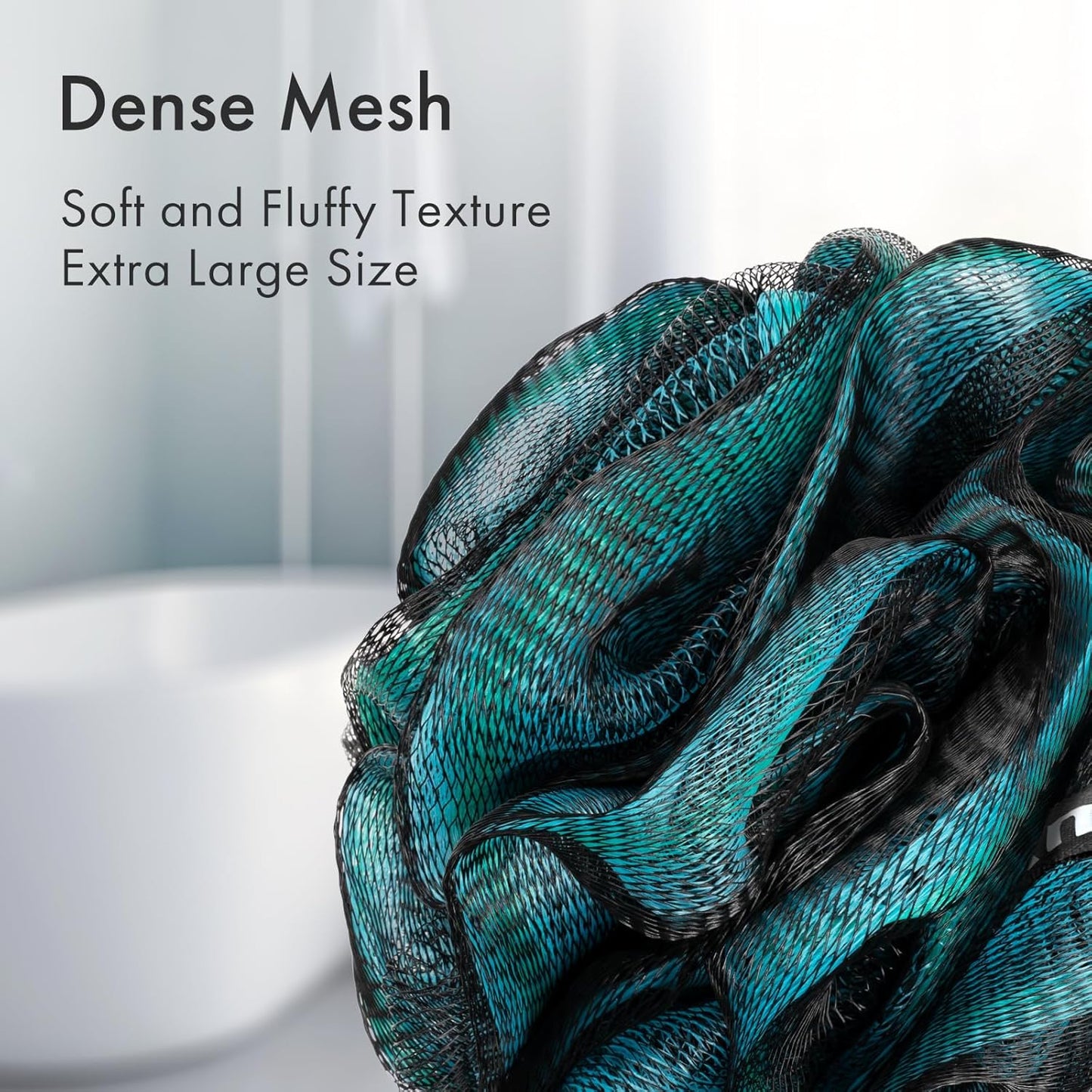 Charcoal Loofah Sponge, Shower Loofah 60G/Pcs - Body Scrubber Loofa Set of 4 - Charcoal Blue, Green, Purple & Red, Bath Sponge for Men and Women