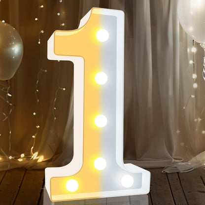 LED Light up Numbers, Warm White and Cool White Decorative Lighted Marquee Numbers, Light up Numbers for 1St Birthday, Boys Girls, Party, Wedding, Bar, Night Light, Room Decor, Number 1