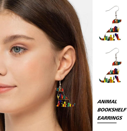 Bookcase Earrings, Book Dangle Earrings for Women Book Lover, Bookshelves Earrings Acrylic
