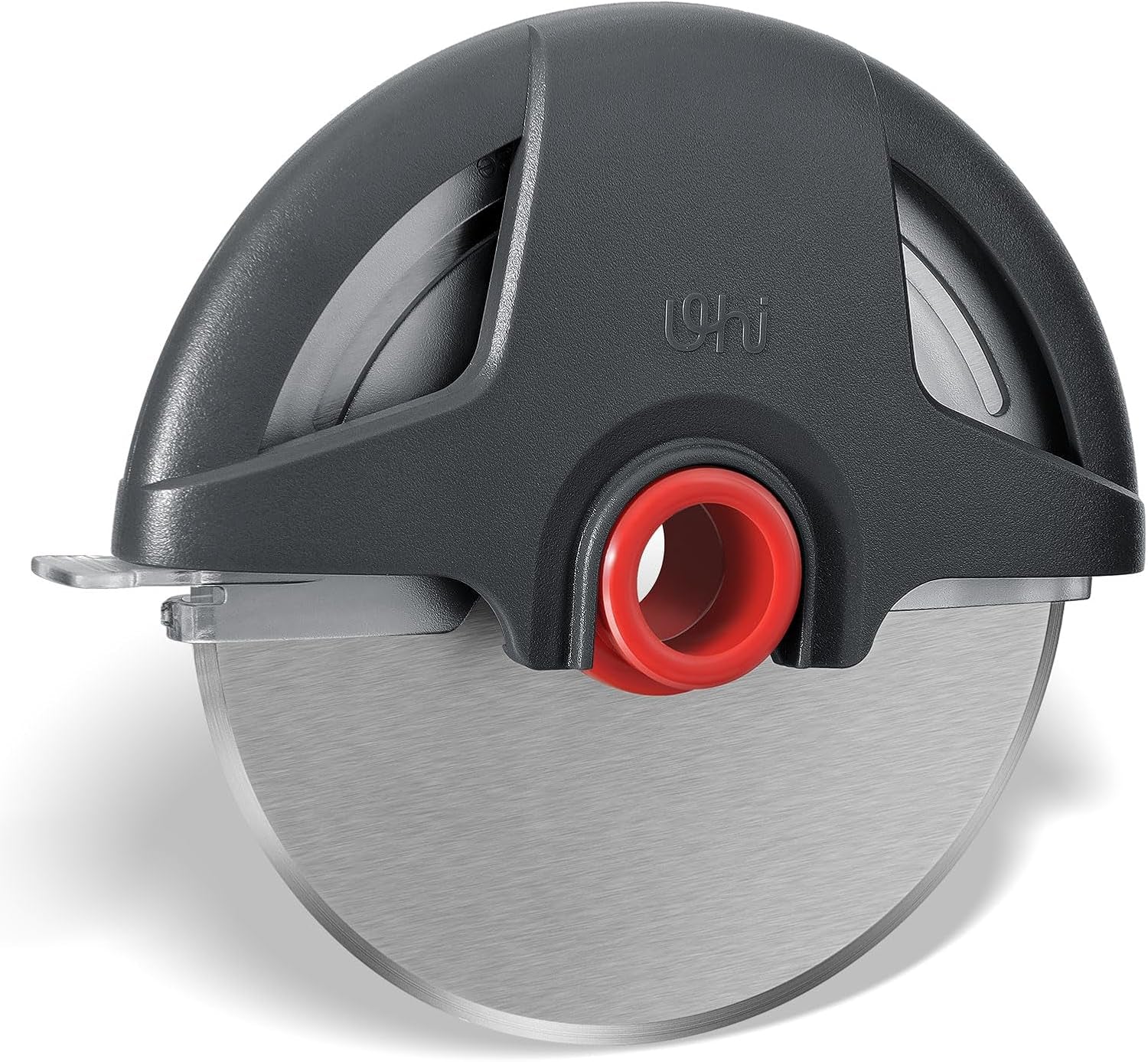 Pizza Cutter Wheel,  Heavy Duty Pizza Slicer, Stainless Steel Large Pizza Wheel Blade with Safety Rotating Guard, Thickened Blade Ergonomic Handle Cut through Crust with Ease, Gray