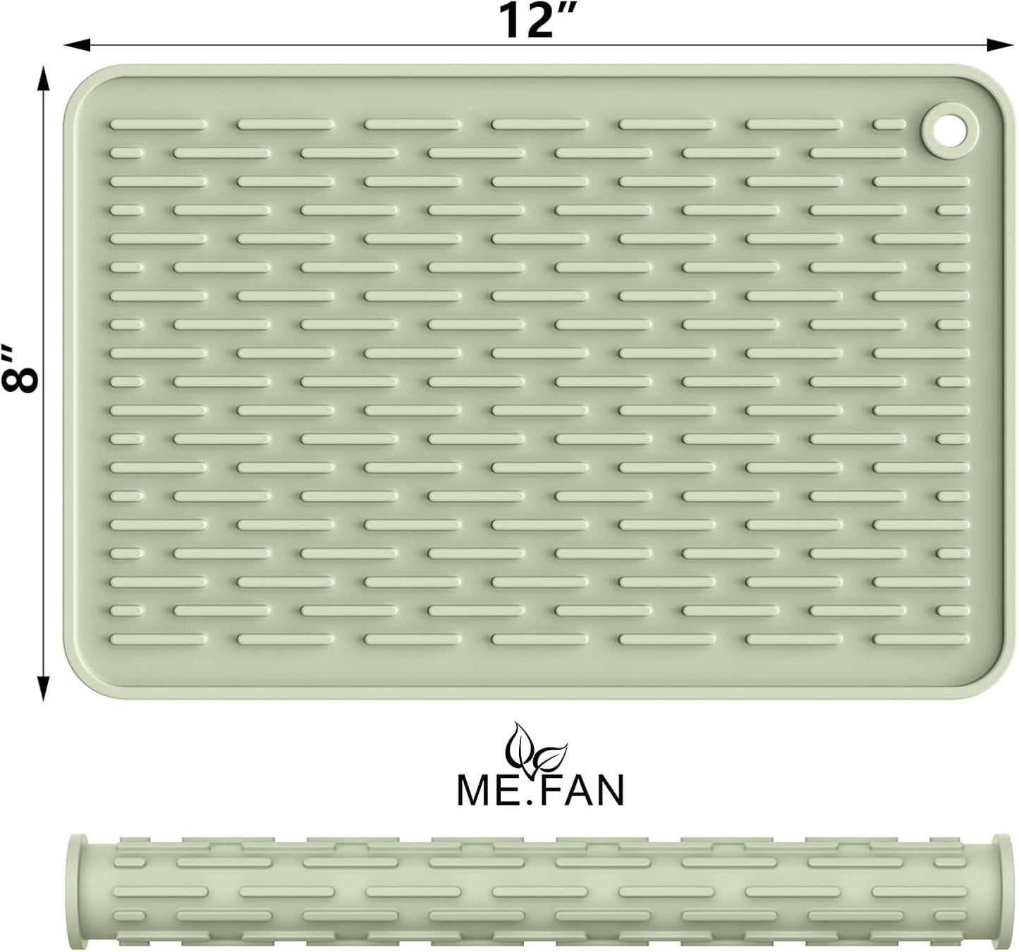 Silicone Dish Drying Mat for Kitchen Counter, Dish Drying Pad for Sink, Refrigerator or Drawer, Countertop Protection Pad S - 12'' X 8'' - Desert Sage