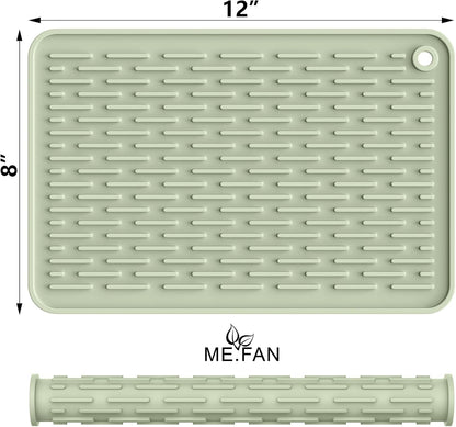 Silicone Dish Drying Mat for Kitchen Counter, Dish Drying Pad for Sink, Refrigerator or Drawer, Countertop Protection Pad S - 12'' X 8'' - Desert Sage