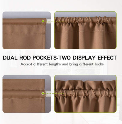 French Door Curtain Blackout Sidelight Drapes Thermal Insulated Rod Pocket Window Treatment Curtain for Kitchen/Front Door Half Curtains with Tieback 25 Inch by 40 Inch 1 Panel Cappuccino Brown