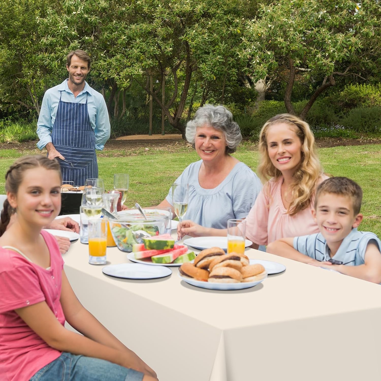 3Pcs Beige Tablecloths for Rectangle Tables,Disposable Plastic Ivory Table Cloth,Waterproof Cream Table Cover for Birthdays Weddings Anniversary Party Decorations,54 X 108 Inch