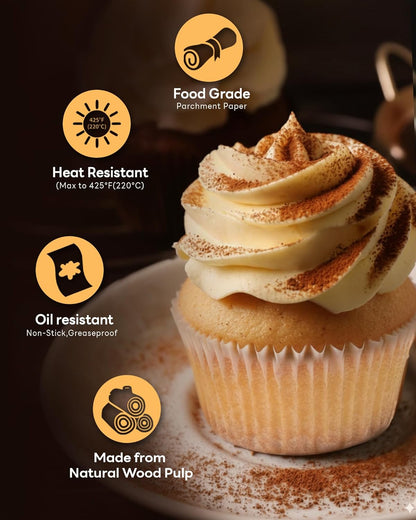 Non-Stick 400Pcs White Mini Cupcake Liners for Baking, Greaseproof Muffin Liners for Mini Muffin Pan, Food Grade Cupcake Wrapper for for Party, Wedding, Birthday, Christmas, Valentines