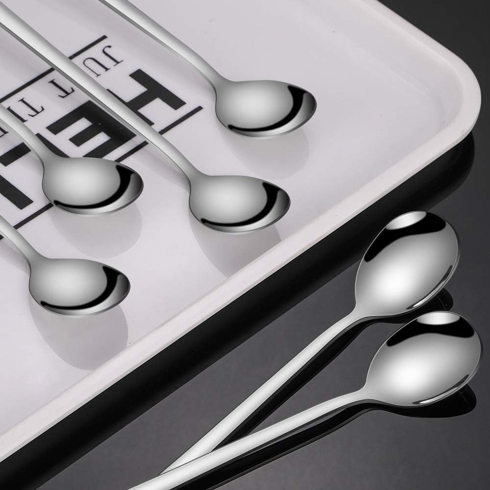 9 Inches Long Handle Spoon, 4 Pieces Iced Coffee Spoons, Ice Cream Tea Spoon, Premium 18/8 Stainless Steel Cocktail Stirring Spoons for Mixing Milkshake Cold Drink