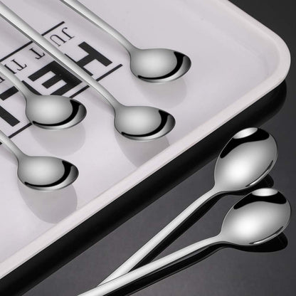 9 Inches Long Handle Spoon, 4 Pieces Iced Coffee Spoons, Ice Cream Tea Spoon, Premium 18/8 Stainless Steel Cocktail Stirring Spoons for Mixing Milkshake Cold Drink