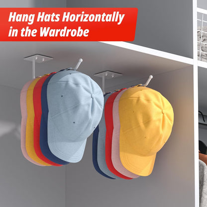 Bundle of  2 Pack Stainless Steel Hat Rack & 2 Pack Longer Metal Hat Rack
