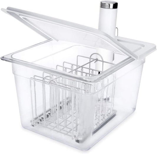 Sous Vide Container 12 Quart with Hinge Lid and Sous Vide Rack Compatible with Breville Joule
