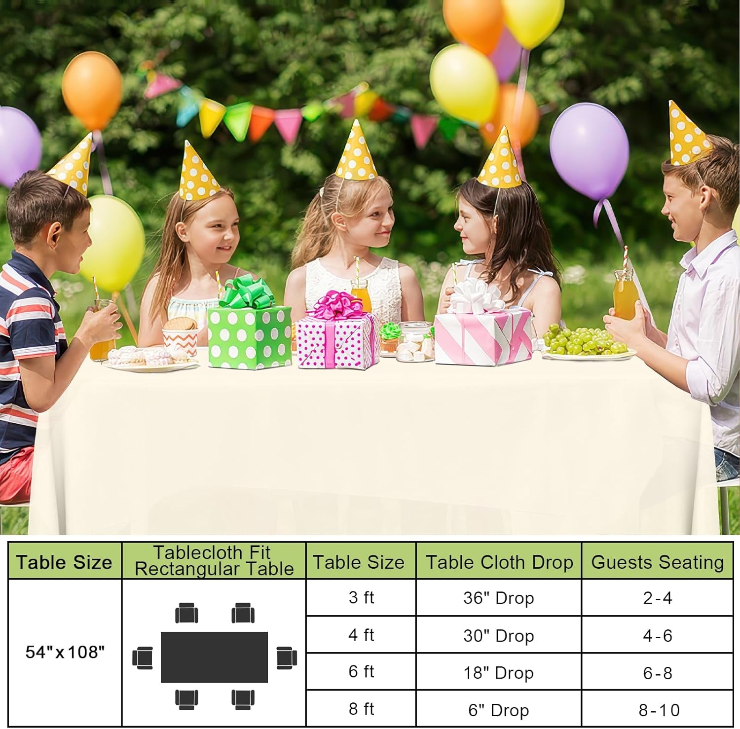 Beige Waterproof Disposable Tablecloths - 6 Pack, 54 x 108 Inch Rectangular Covers for Events, Durable and Leakproof Plastic Table Covers