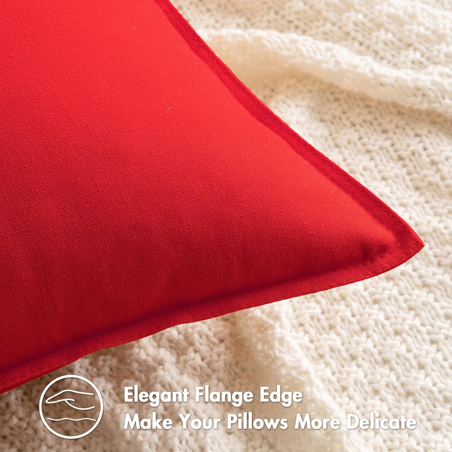 Pack of 2 Christmas Decorative Linen Pillow Covers Boho Farmhouse Modern Soft Accent Throw Pillows Neutral Cushion Covers for Sofa Couch Bed Living Room Home Decor, 18X18 Inch Christmas Red