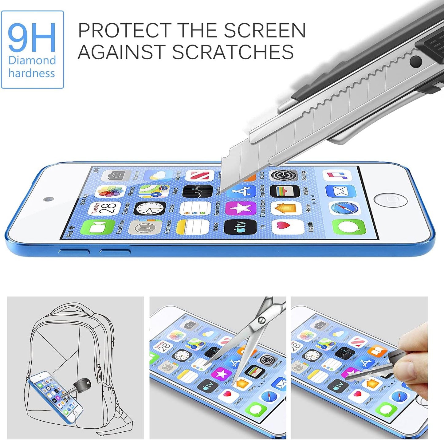 [4 Pack] [Tempered Glass] Screen Protector Compatible Ipod Touch 7G 2019 6G 5G (7Th 6Th 5Th Generation), 0.2Mm Ultra Thin 9H Hardness 2.5D round Edge