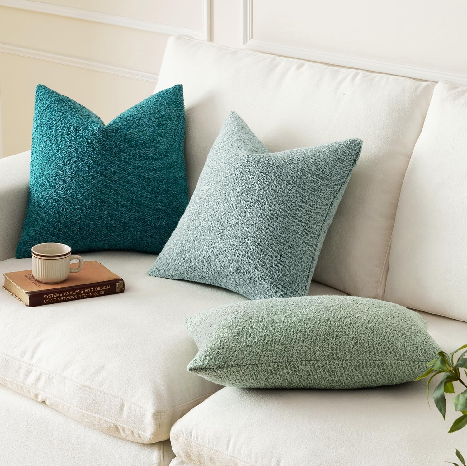 Textured Boucle Lumbar Throw Pillow Cover in Teal - Decorative Soft Cushion Case for Couch, Chair, and Bedroom - 12x20 Inch, Single Pack