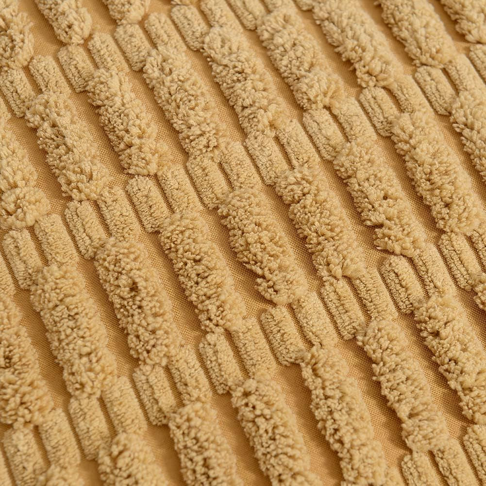 2 Packs Mustard Yellow Decorative Throw Pillow Covers 20X20 Inch with Pom-Poms for Couch Bed Living Room, Farmhouse Boho Home Decor, Soft Corduroy Cute Square Cushion Case 50X50 Cm