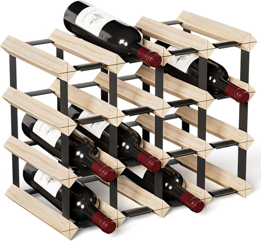 Wooden Wine Rack Countertop- Stylish Wine Racks for Cabinets, Perfect for Organizing and Displaying Your Wine Collection, Durable & Space-Saving Wine Storage Solution(16 Bottles)
