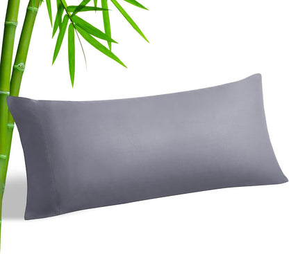 Body Pillow Cover, Rayon Made from Bamboo, Cooling Body Pillow Pillowcase for Hot Sleepers and Night Sweats, Breathable & Silky Soft Full Long Pillow Case Cover (Grey, 20X54 Inches)