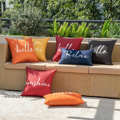 Outdoor Waterproof Throw Pillow Covers Set of 2 Hello Sunshine Decorative Outdoor Square Pillowcases for Chair Patio Garden Couch Tent Balcony Sofa Navy Blue 20X20 Inch