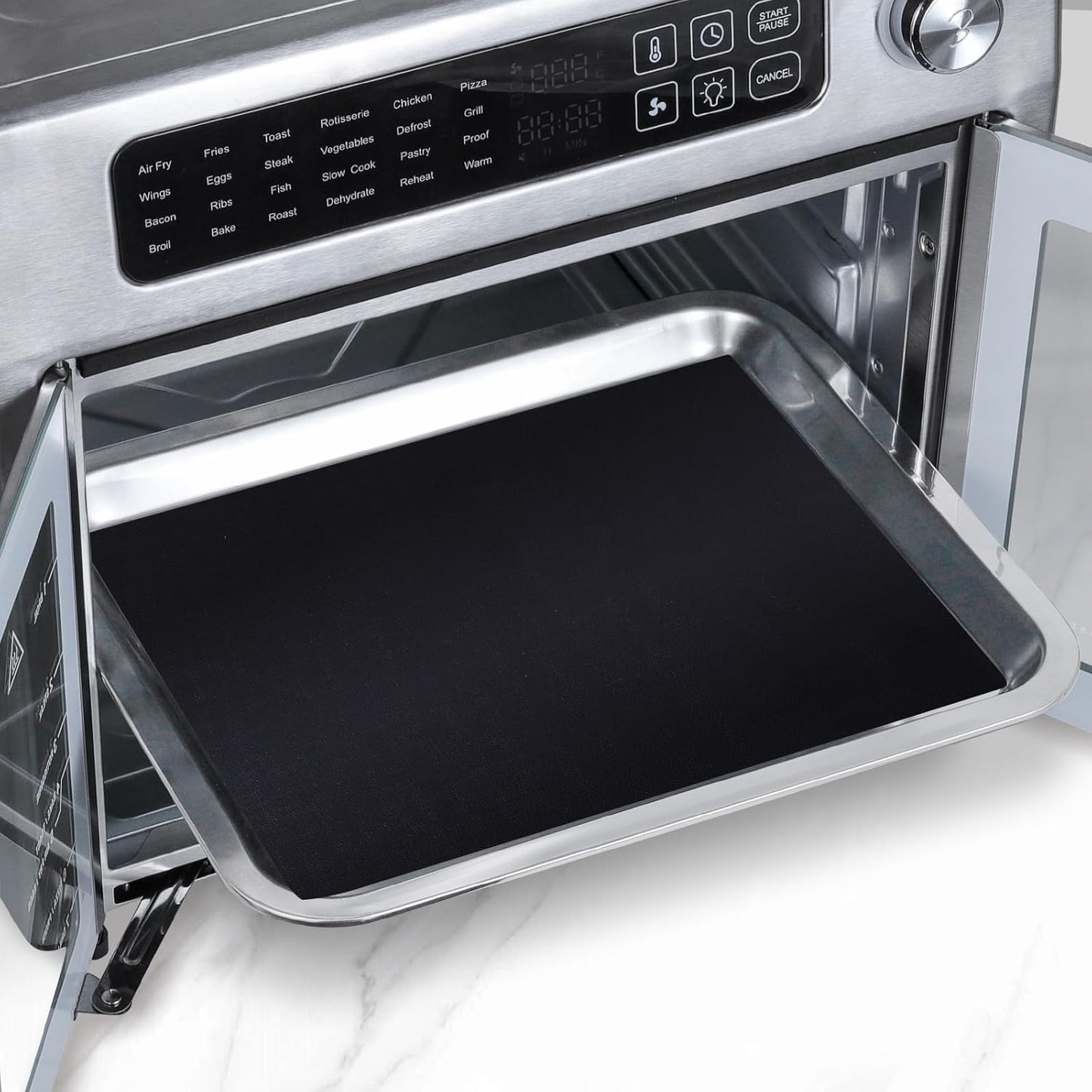 Air Fryer Oven Liners for Hamilton Beach Easy Reach 4-Slice Countertop Toaster Oven, Black Air Fryer Liners Reusable Baking Mat for Hamilton Beach 31344Da(2+2Pcs)