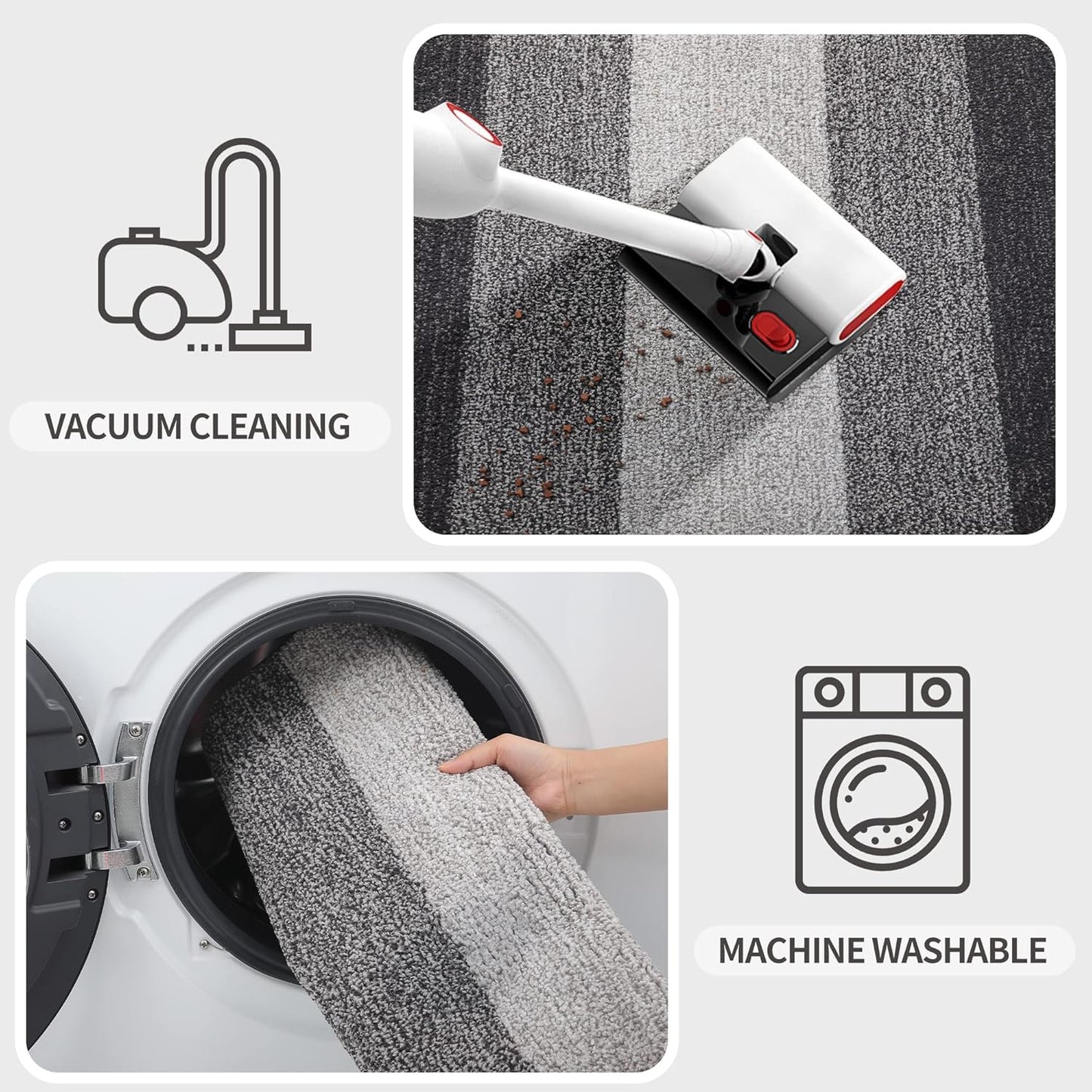 Indoor Outdoor Door Mat, 32X20 Non-Slip Absorbent Dirt Trapper, Low-Profile Washable inside Entrance Front Floor Mat, Sturdy Soft Entry Doormats for Entryway, Grey