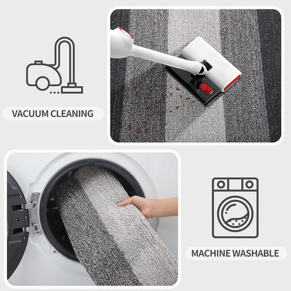 Indoor Outdoor Door Mat, 32X20 Non-Slip Absorbent Dirt Trapper, Low-Profile Washable inside Entrance Front Floor Mat, Sturdy Soft Entry Doormats for Entryway, Grey