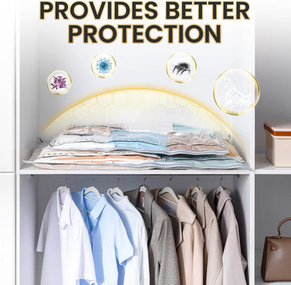 Vacuum Storage Bags 4 Pack, LONG SIDE ZIP (2 Large+2 Jumbo), Multi-Size Vacuum Seal Bags for Clothing, Storage Bulky Beddings, Blankets and Clothes, Space Saver for Closet Organization