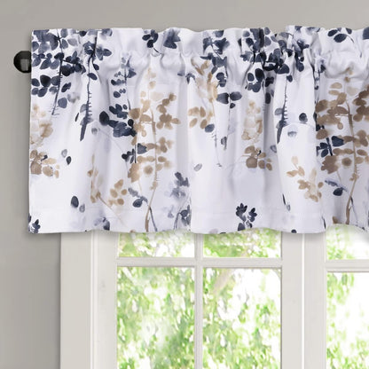 Valance for Kitchen Windows/Bathroom/Living Room/Bedroom Blackout Window Valance Thermal Insulated Rod Pocket Valance Curtains, 52" W X 18" L, 1 Panel, Bluestone and Taupe