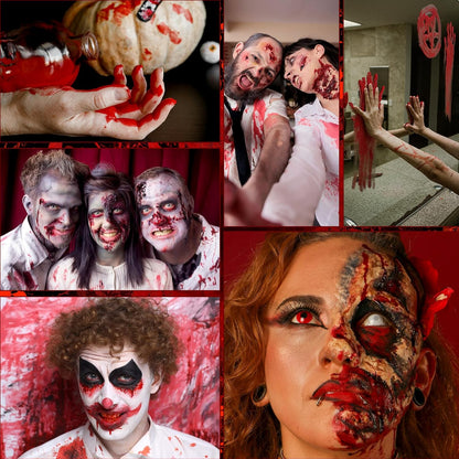 Halloween Fake Blood Makeup Kit, 3PCS Realistic Washable Costume Blood Set (1.69Oz Spray + 1.69Oz Dripping + 1.01Oz Coagulated ) for Zombie Vampire SFX, Dark Coagulated & Fresh Spray Effects